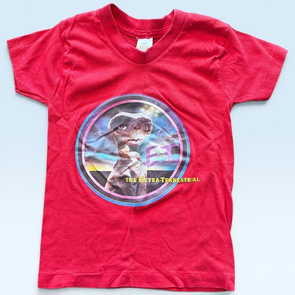 Vintage E.T. The Extra-Terrestrial Shirt Kids S Red 5050 Movie Graphic USA 80s